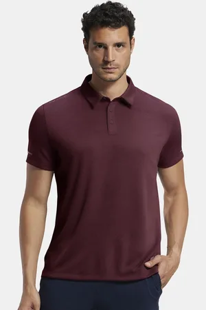 Jockey Men Recycled Microfiber Stretch Half Sleeve Polo Tshirt with Breathable Mesh - MV41