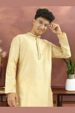 TATTVA Ethnic Motifs Woven Design Mandarin Collar Straight Jacquard Kurta with Pyjamas