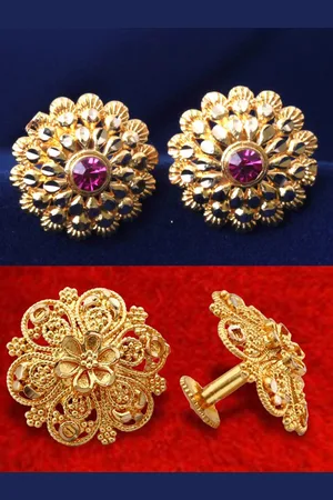 DIVASTRI Set Of 2 Gold-Plated Stone Studded Circular Studs