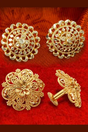 DIVASTRI Set Of 2 Gold-Plated Circular Stone Studded Studs