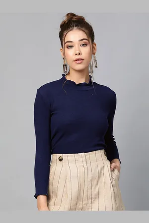 Sassafras Women High Neck Long Sleeves Top
