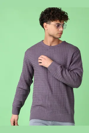 V-Mart Men Self Design Round Neck Pullover