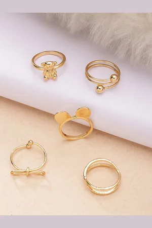 karatcart 5Pcs Gold-Plated Intricate Details Finger Ring