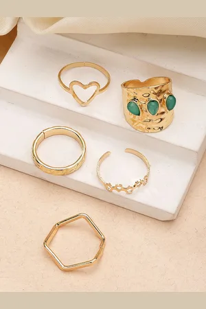 karatcart 5Pcs Gold-Plated Intricate Details Finger Ring