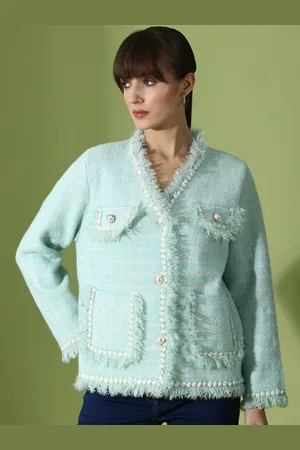Kalini Self-Design Peaked Lapel Comfort Fit Woollen Coat