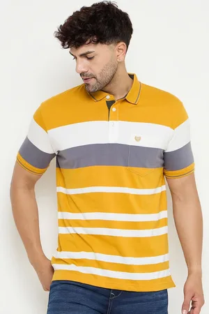Duke Men Striped Polo Collar Cotton T-shirt