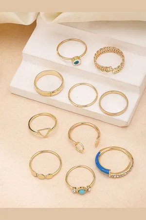 karatcart 10Pcs Gold-Plated CZ Studded Finger Ring