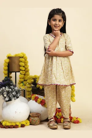 Cutiekins Girls Paisley Printed Regular Kurta with Dhoti Pants