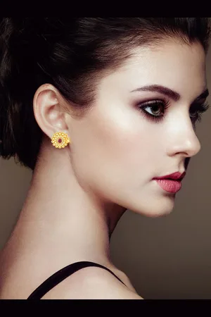 DIVASTRI Set Of 2 Gold-Plated Circular Stone Studded Studs