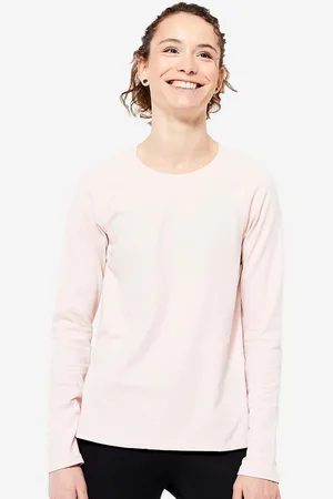 DECATHLON Women Solid Round Neck Cotton T-shirt