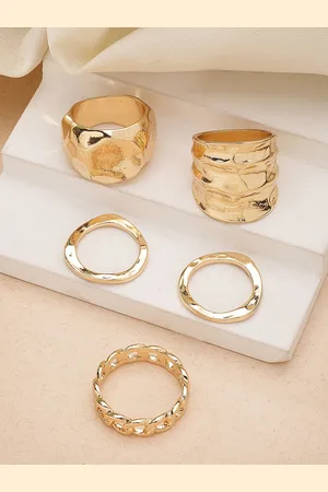 karatcart 5Pcs Gold-Plated Intricate Details Finger Ring