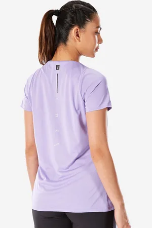 DECATHLON Women Solid V-Neck T-shirt