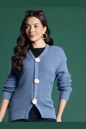 DressBerry Pure Acrylic Ribbed Cardigan