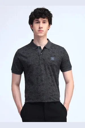 Flying Machine Men Floral Printed Polo Collar Cotton T-shirt