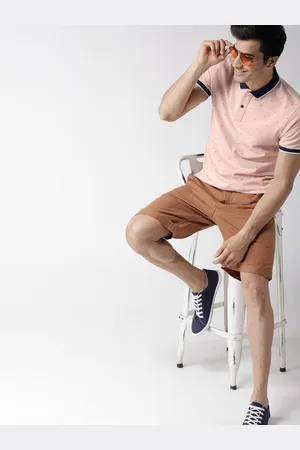 Mast & Harbour Mast Harbour Men Peach-Coloured Printed Polo Collar Pure Cotton T-shirt