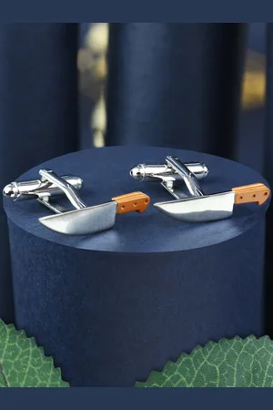 PELUCHE Brown Novelty Silver Knife Contemporary Cufflink