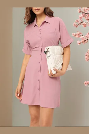 DressBerry Functional Fashion Tie-Up Back Pocket Mini Shirt Style Dress