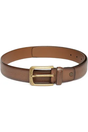 Woodland Men Textured Leather Belt