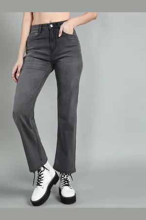BAESD Women Black Cotton Straight Fit High-Rise Light Fade Stretchable Jeans