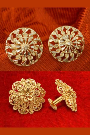 DIVASTRI Set Of 2 Gold-Plated Stone Studded Circular Studs