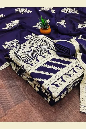 Kalini Floral Embroidered Thread Work Unstitched Dress Material