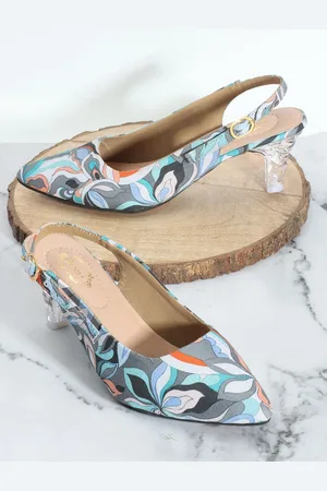 Denill Women Printed Block Heels Sandals with Buckles