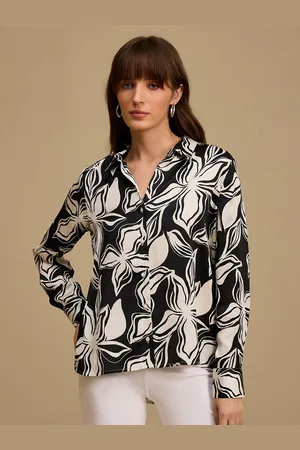 Kazo Women Classic Spread Collar Floral Printed Relaxed Fit Casual Shirt