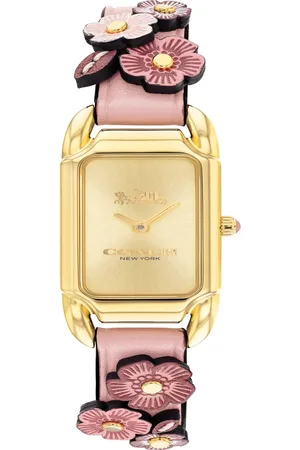 Coach Women Cadie Dial & Leather Embellished Straps Analogue Watch 14504191
