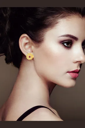 DIVASTRI Set Of 4 Gold Plated Stone Studded Classic Studs