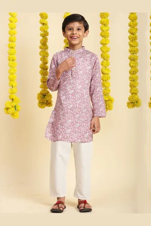 Cutiekins Boys Paisley Printed Straight Cotton Kurta with Pyjamas