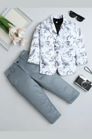 BAESD Boys Printed Notched Lapel Single-Breasted 3-Piece Suit Set