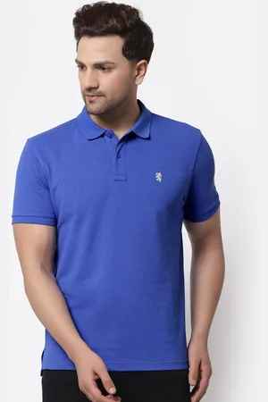 Red Tape Men Blue Regular Fit Polo Collar Cotton T-shirt