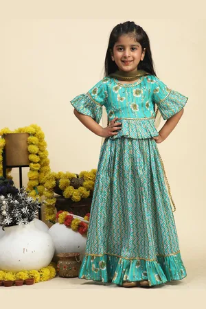 Cutiekins Girls Printed Ready to Wear Lehenga & Blouse With Dupatta