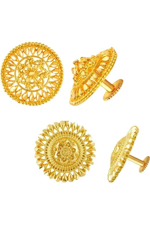 DIVASTRI Set Of 2 Gold-Plated Circular Stone Studded Studs