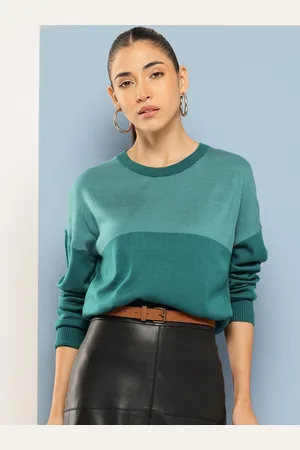 Chemistry Long Sleeves Colourblocked Acrylic Sweater