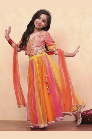 Biba Girls Embroidered Ready to Wear Lehenga & Blouse With Dupatta