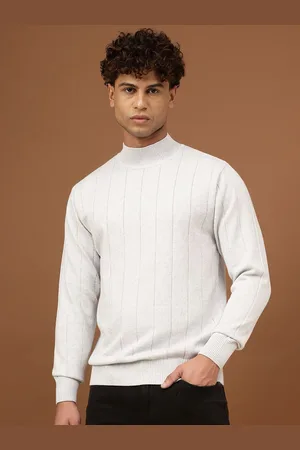 Richlook Men Striped High Neck Pullover Sweatshirt