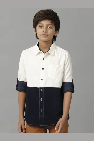 UNDER FOURTEEN ONLY Boys Spread Collar Colourblocked Cotton Casual Shirt