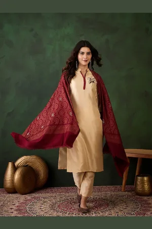 Sangria Ethnic Motifs Woven Design Winter Pashmina Stole