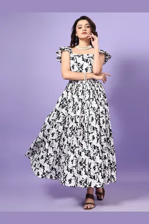Ethnic Yard Floral Printed Sleeveless Crepe A-Line Maxi Dress