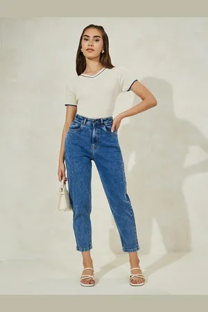 Styli Women Plain High Rise Mom Jeans
