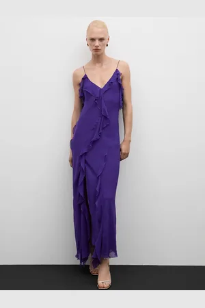 MANGO Ruffled Shoulder Straps Sheath Maxi Dress