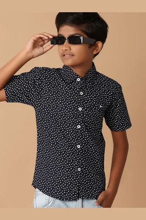 V-Mart Boys Spread Collar Micro Ditsy Printed Cotton Casual Shirt