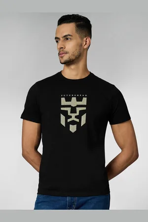 LOUIS STITCH Men Super Combed Cotton Black Regular Fit Round Neck T-Shirt