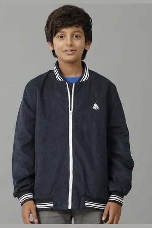 UNDER FOURTEEN ONLY Boys Stand Collar Self Design Cotton Casual Bomber Jacket