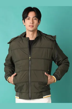 V-Mart Men Hooded Solid Cotton Casual Bomber Jacket