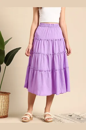 Mast & Harbour Crinkled Tiered Flared Midi Skirt