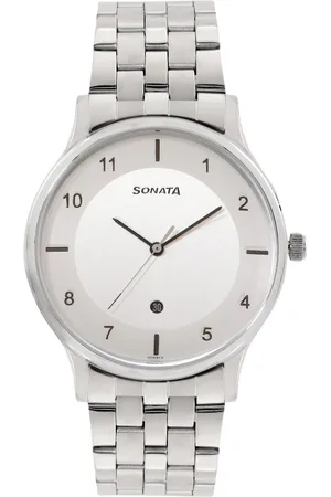 Sonata Men Stainless Steel Dial & Straps Analogue Watch 77105SM07