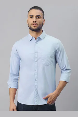 Provogue Men India Slim Spread Collar Solid Cotton Casual Shirt