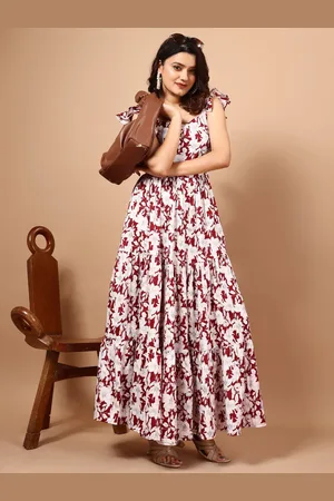 Kalini Floral Print Crepe Women A-Line Maxi Dress